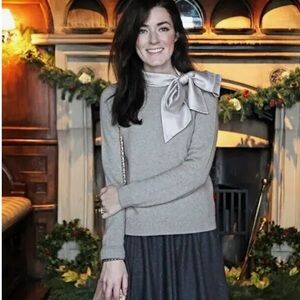 Tory Burch Gray Sweater with Elegant Silver Accent